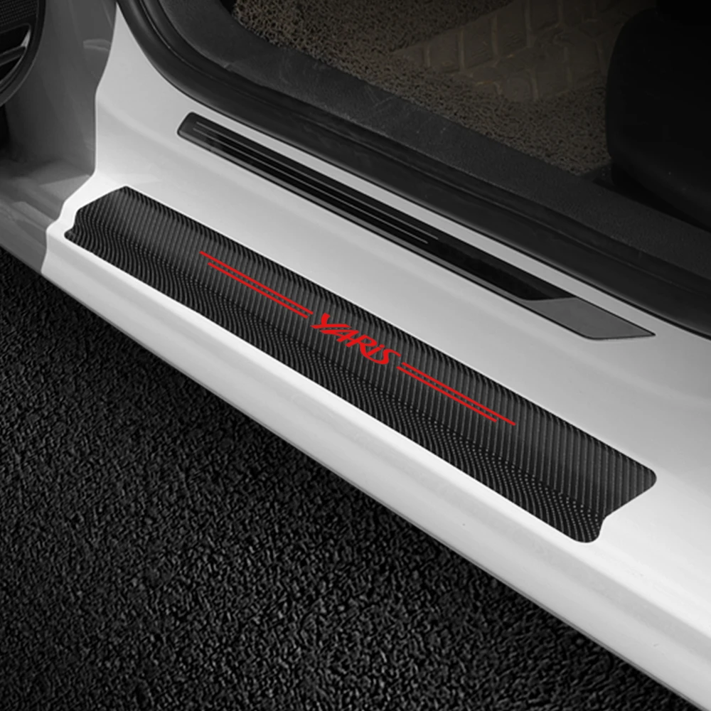 Для Toyota Yaris автомобильные наклейки из углеродного волокна авто дверь педаль подоконника защита Накладка на порог двери Анти-Царапины покрытие автомобильные аксессуары
