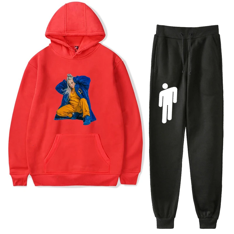 D1 Singer Velvet Billie Eilish Hoodies Pants Sets Tracksuit For kids Winter Ropa Hombre Sweat Shirts Streetwear Suits 2pcs/set - Color: D1
