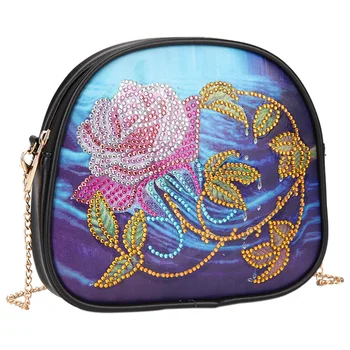 

AUAU-Leather Chain Messenger Bag DIY Craft Diamond Clutch Purse Makeup Storage Bag Lady Girl Handbag Money Coin Purse with Adult