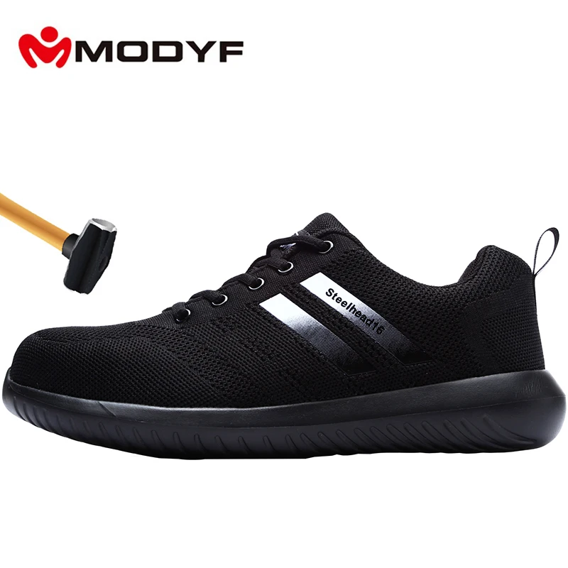 

MODYF Men's Steel Toe Work Safety Shoes Anti-smashing Anti-puncture Breathable Lightweight Construction Protective Footwear