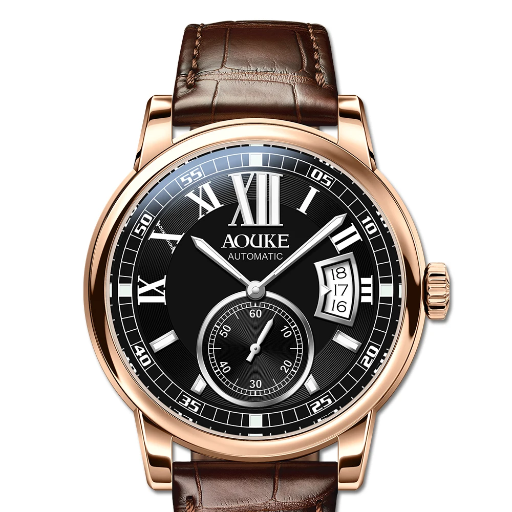  AOUKE men watch automatic self wind mechanical wristwatch dress watches fashion waterproof erkek ko
