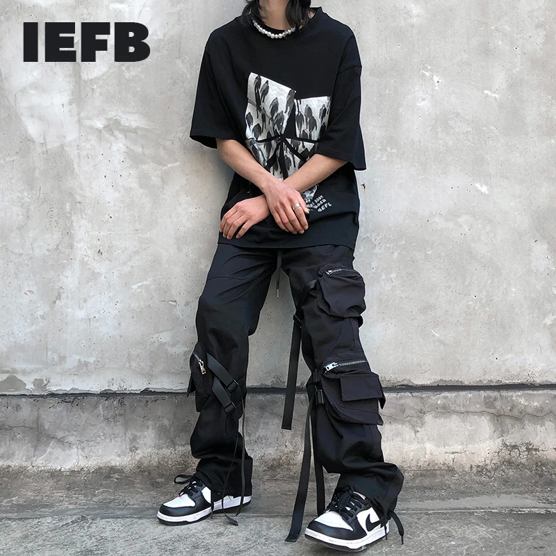 Iefb Fashion Design Black Cargo Pants 