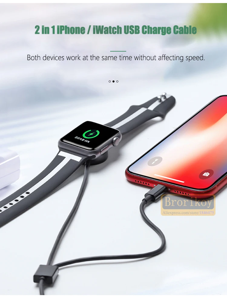 Портативный USB кабель, беспроводное зарядное устройство для Apple iWatch, серия 5, 4, 3, 2, 1, магнитные часы, быстрая зарядка, 3,3 футов, 1 м, кабель для iPhone