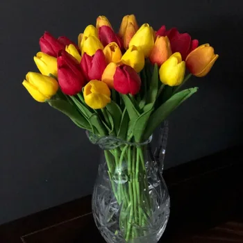 

10pcs Artificial Flowers Garden Tulips Real Touch Flowers Tulp Bouquet Mariage For Home Party Wedding Decorations Fake Flower