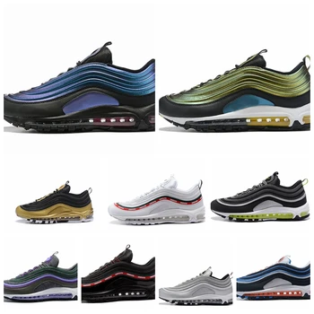 

2020 Bred 97 MSCHF x INRI Jesus Mens Running Shoes UNDEFEATED Triple Black White Trainers 97s OG Designer Outdoor Sports Sneaker