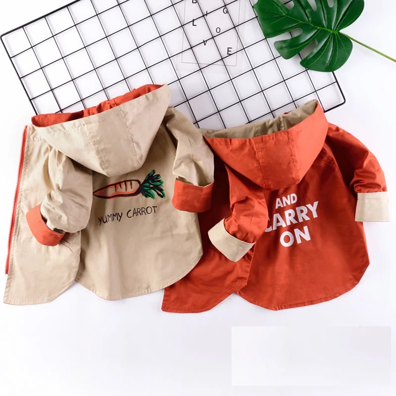 

Boy's windbreaker, loose cap, boys jacket. can be worn on both sides