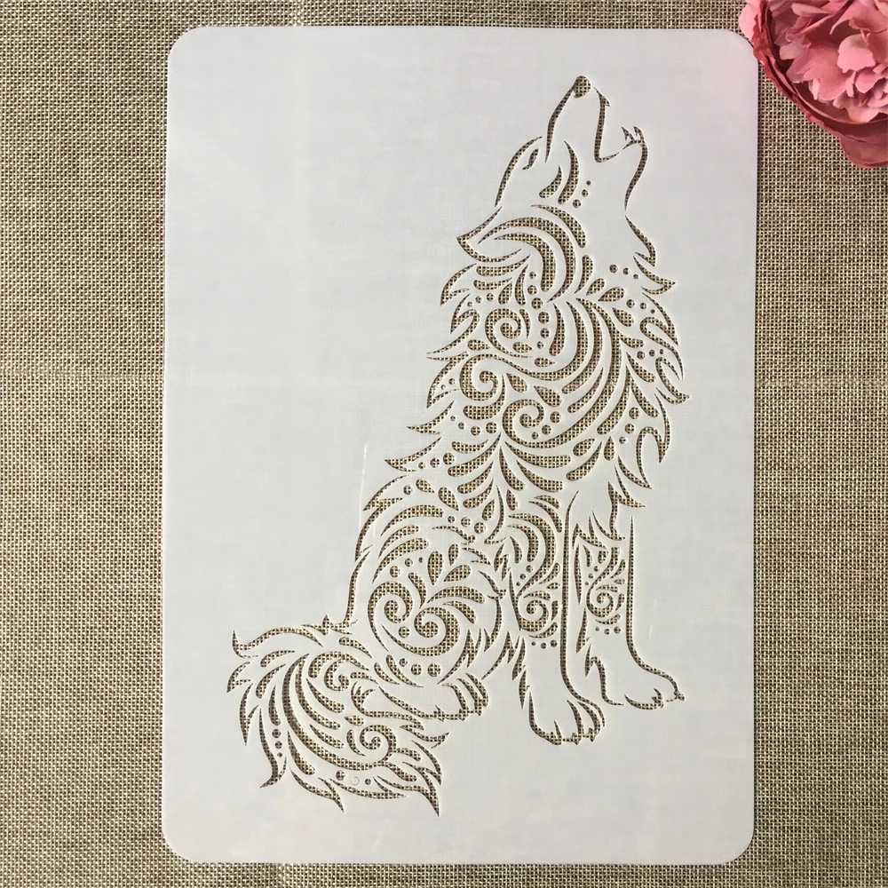a4 29cm wolf cry diy layering stencils painting scrapbook coloring embossing album decorative template stencils aliexpress