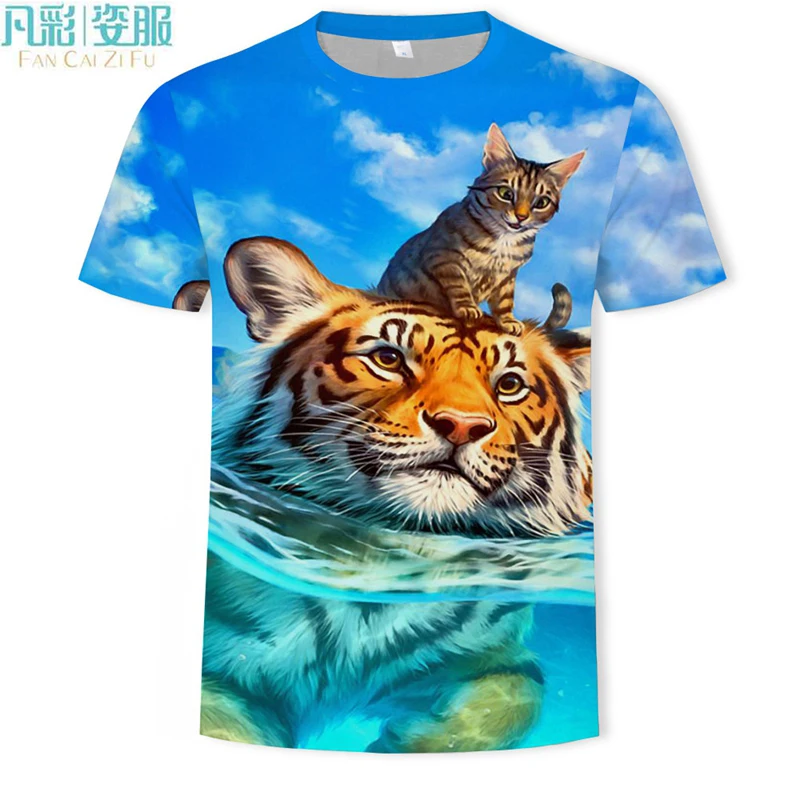 

Brand Men's T-Shirts 3D Printed Animal Tiger t shirt Summer Short Sleeve Funny Design Casual Tops Tees Male t shirt Anime 6XL