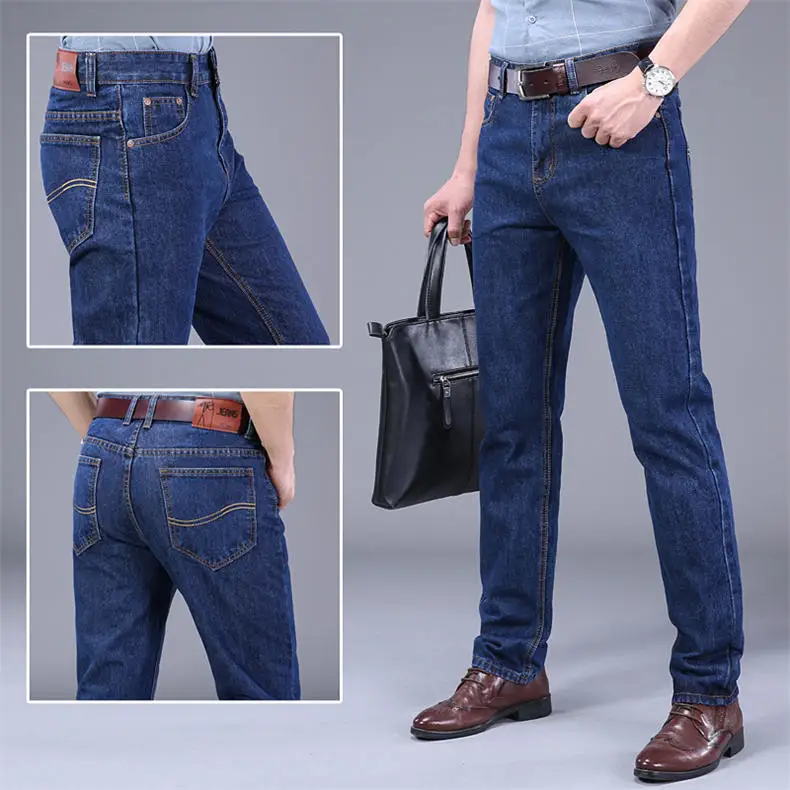 2019 Autumn Jeans Men Casual Business Cotton Force Denim Trousers Slim Fit Jeans Spring Straight Denim Pants Male Thin Men Jeans 5