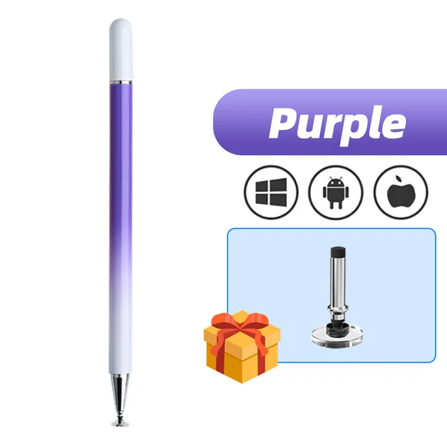 SEYNLI Magnetic Touch Screen Stylus Gradient Color Built-in Replaceable Suction Cup Pen Tip Transparent Disc Capacitive Pencil Purple Type 2
