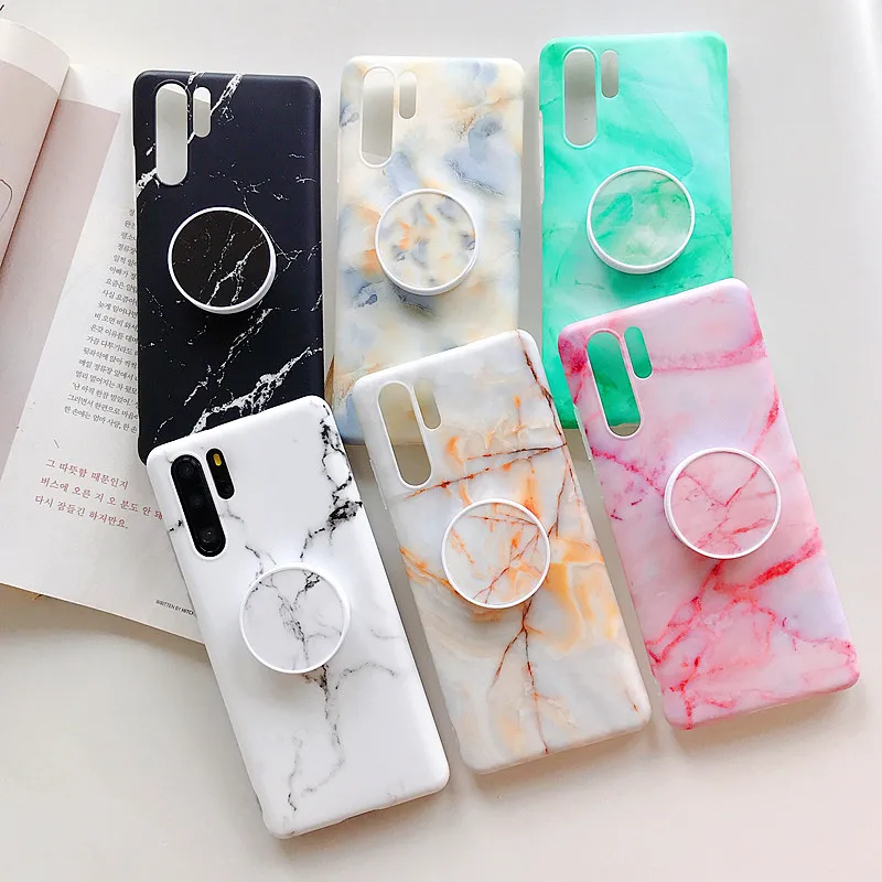 

Marble Case Soft Silicone TPU Case with Pop Up Socket Phone Holder For Huawei P30 Pro Lite P20 Mate 20 Lite Pro Nova 4e 3 3I
