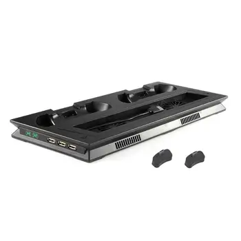 

Multi-function 2 in 1 Controller Vertical Charger Stand Station w/ Dual Cooling Fan for PS4 Slim Protective Pad Anti-skid New