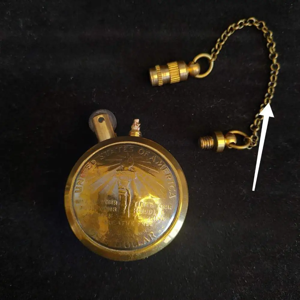 수제 레트로 동전 라운드 오일 라이터 클래식 가솔린 황동 라이터 컬렉션