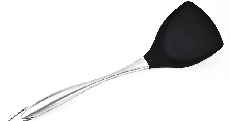 Silicone Spatula　 Non-Stick Pan Only Shovel Stainless Steel Handle High-temperature Resistant Silicone Spoon Cooking Spatula Lad