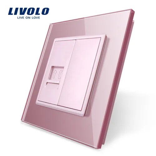 Telephone Socket Livolo Роскошный настенный сенсорный датчик переключатель, выключатель света, выключатель питания, Хрустальное стекло, розетка питания, многофункциональные розетки, бесплатный выбор - Цвет: Telephone Socket