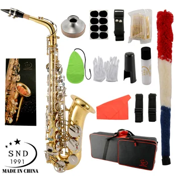 

Snd1991 EB Alto Saxophone brass two color process E flat Saxophone 802 key woodwind instrument with cleaning cloth gloves