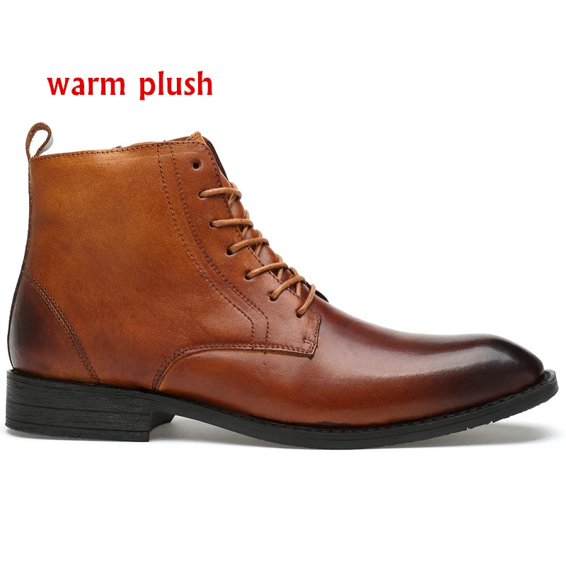 Мужские модельные туфли из натуральной кожи наивысшего качества мужские кожаные ботинки вечерние туфли для мужчин большой размер 47 мужская обувь 5 цветов - Цвет: lightbrown plush