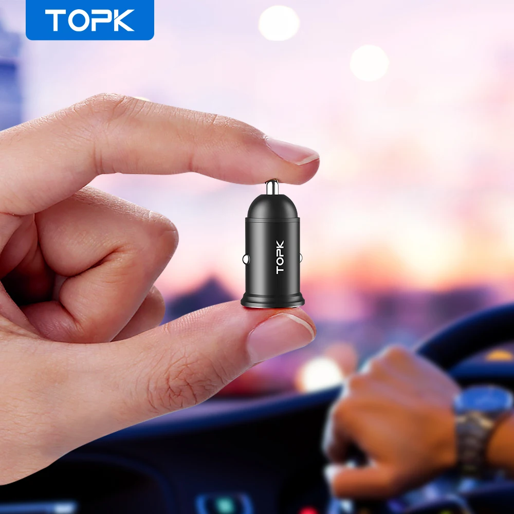Автомобильное зарядное устройство TOPK Mini USB для iPhone Xiaomi планшетов 3 1 А быстрая