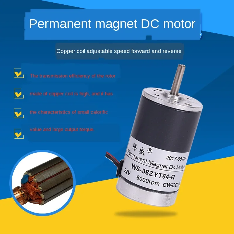 38ZYT64 Micro speed regulation, small generator, forward and reverse, 12V 24V high-speed motor