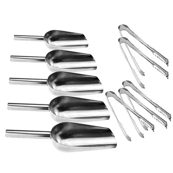 

5 x 8 inch Sweet Scoops and 6 inch Ice Tongs Wedding Candy Buffet Bar Stainless Set