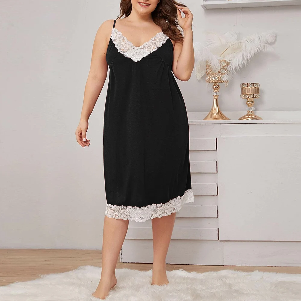 Women Underwear New Stylish Sleeveless Lace Large Size L-5XL Comfort Pajamas For Ladies 5 Colors Femme Sexy Solid Sleep Clothes |
