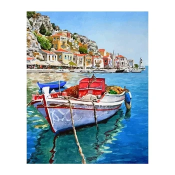 

Frame Boat DIY Painting By Numbers Kit Acrylic Paint By Numbers Landscape Modern Wall Art Picture By Numbers