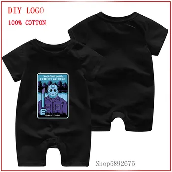 

\horror movies Jason hockey mask slasher Halloween friday the 13th printed Romper Summer clothing Short-sleeved Soft Baby romper