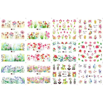 

12 PACKS / LOT NAIL ART BEAUTY WATER DECAL SLIDER NAIL STICKER FLOWER TULIP DAISY ROSE CACTUS A1597-1608