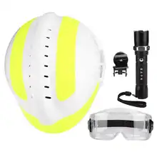 Capacete de segurança de resgate de emergência capacetes de segurança anti-impacto bombeiro capacete de proteção com farol e óculos de proteção capacete
