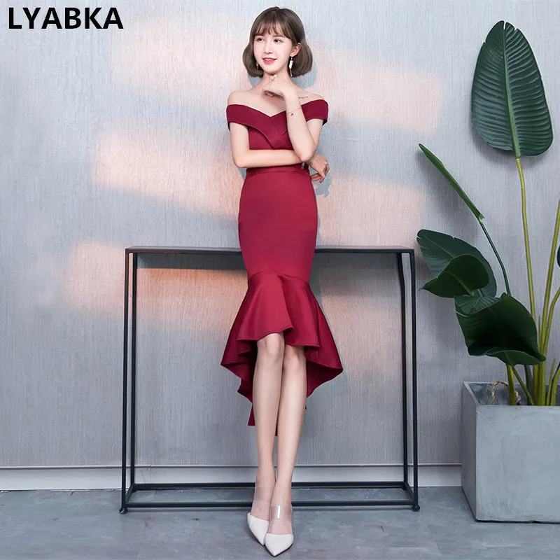 Burgundy Милые Короткие Выпускные платья Abendkleider горячая Распродажа черное платье для выпускного вечерние платья Мода настоящая Русалка платье для выпускного вечера es - Цвет: Burgundy