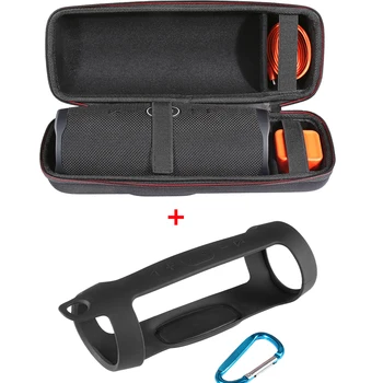 

2 in 1 Hard EVA Carry Zipper Storage Box Bag+ Soft Silicone Cover Case For JBL Charge4 Bluetooth Speaker For JBL Charge 4 Column