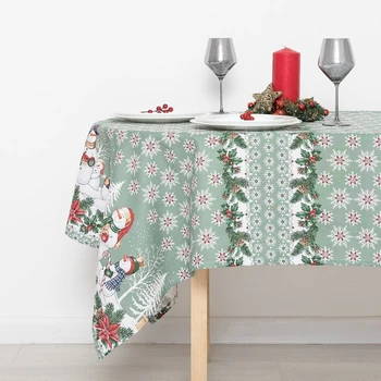 

Matting tablecloth "Snowmen" 145x180 cm, green