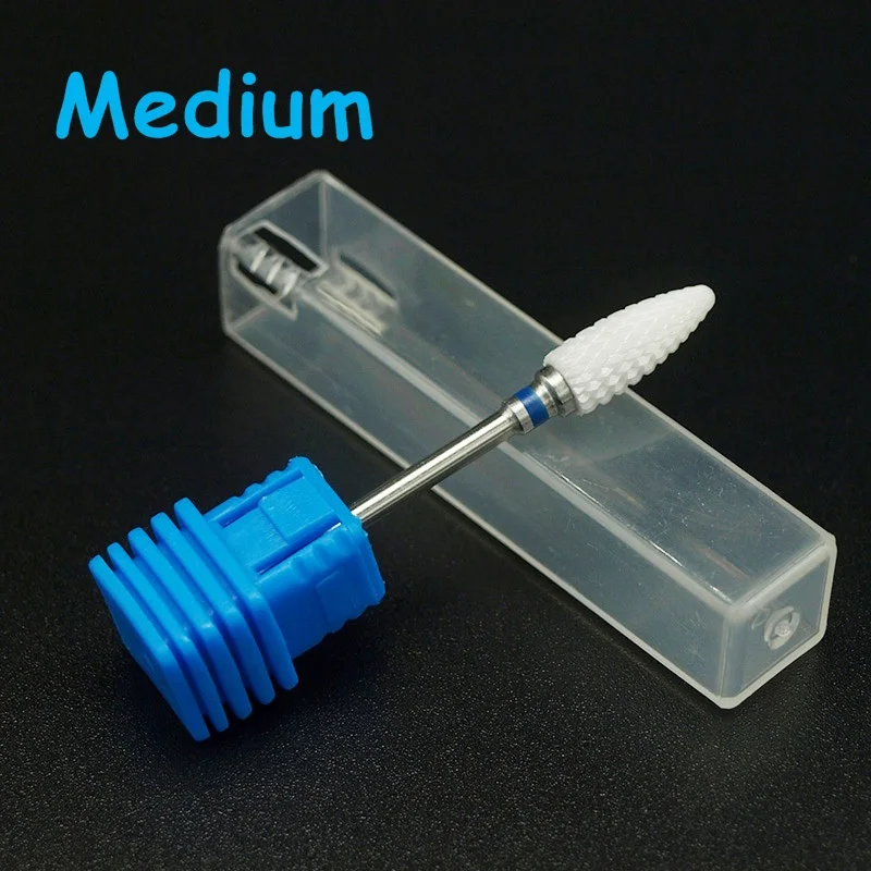  1pcs White Ceramic Nail Drill Bit Pedicure Machine Calluses Flame Bit Tools 3/32