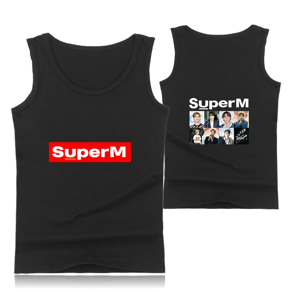 SuperM fashion Cool Hipster casual comfortable Popular Summer SuperM O-neck Summer Sleeveless Men/Women Streetwear