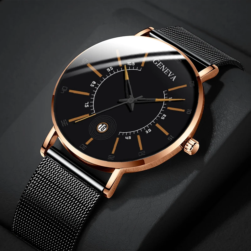 Men Watches 2021 Luxury Fashion Mens Business Watch Ultra Thin Thin Stainless Steel Mesh Belt Quartz Wrist Watch reloj hombre