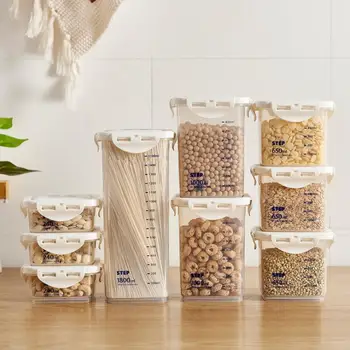 

Food Storage Container Plastic Kitchen Refrigerator Storage Jars For Salad Cereals Organizers Bank Box Transparent Sealed Cans