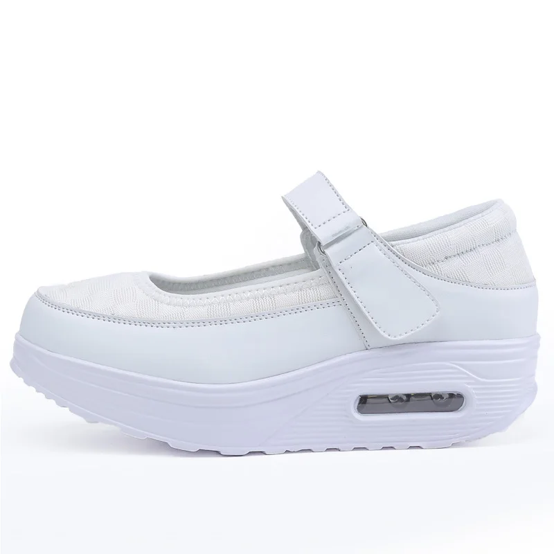 STS/женская повседневная обувь на плоской подошве; сетчатая женская обувь для медсестры; Легкая спортивная обувь на мягкой платформе с закрытым носком для работы; женская обувь - Цвет: white