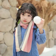 Детский шарф в полоску, плюшевый, сохраняющий тепло, мягкий, для девочек и мальчиков, для шеи, унисекс, Модный зимний шарф