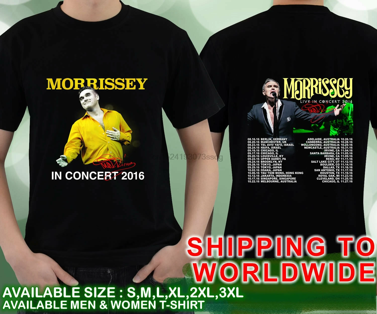 Черная футболка Morrissey Tour Date 2016 | Мужская одежда