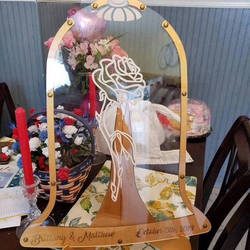 Unique Rose Transparent Wedding Guest Book