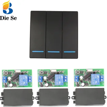 

AC 85V~250V 2200W 3 gang controller 433mhz Wireless Remote Control for Light /Lamp/ Bulb/ LED Switch Wall Panels Fluorescent
