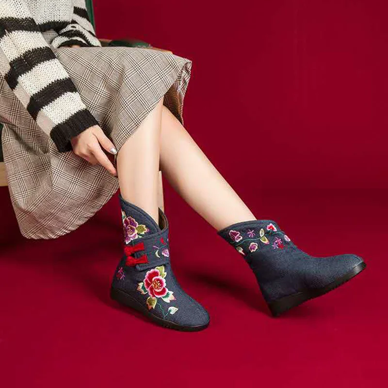 

Supply of Goods Autumn & Winter New Style National Wind Embroidered Shoes plus Velvet Snow Boots Children Rubber Sole Anti-slip