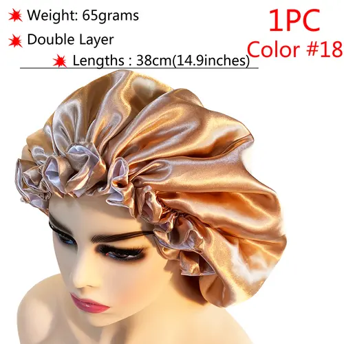 New Silk Sleeping Cap Night Hat Head Cover Bonnet Satin Cheveux Nuit For Curly Hair Care Women Beauty Maintenance Designer - Image 27