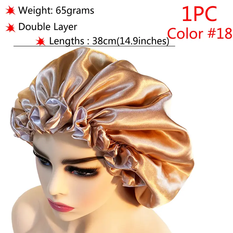 New Silk Sleeping Cap Night Hat Head Cover Bonnet Satin Cheveux Nuit For Curly Hair Care Women Beauty Maintenance Designer - Image 27