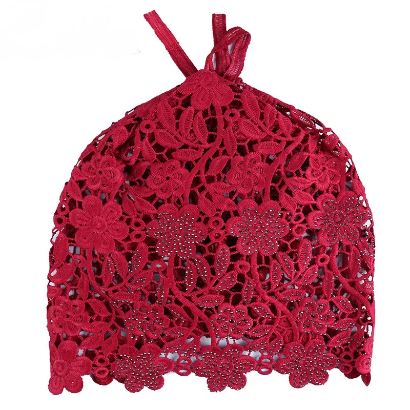 Spring Summer Hats For Women Lace Hollowed Crochet Flower Thin Beanies Skullies Ladies Headgear Turban Hat 6