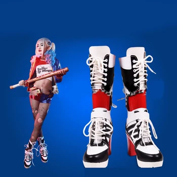 

Joker and Harley Adult Quinn Suicide Squad Costumes Cosplay Shoes High Heels Boots for Adults Men Women Clown Lady Halloween