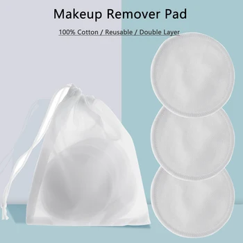 

16 Pcs/Bag Bamboo Fiber White Round Makeup Remover Pad Wipes Washable Cotton Skin Care Nursing Pads Facial Makeup Cleansing Tool