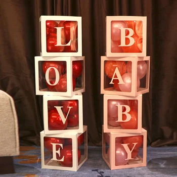 

Hot 4Pcs/Set Baby Shower Party Decor Balloon Box Transparent Cardboard Box Xmas Gift L5 #4