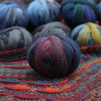 

Magic ball rainbow Yarn 80% Merino wool 20% Nylon fiber hand hook yarns Mix colors for Scarf Sweater 100 grams 2 balls WY07