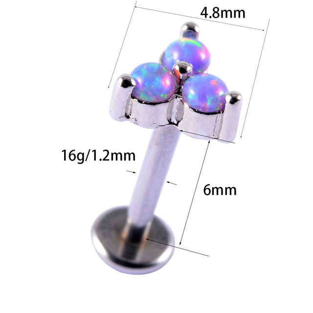 Purple Opal Stone Ear Tragus Cartilage Stud Industrial Conch Daith Ring Nose Lip Nipple Tongue Barbell Piercing Jewelry